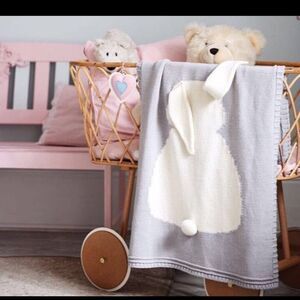 NEW Knit Bunny Blanket with floppy ear and cute tail